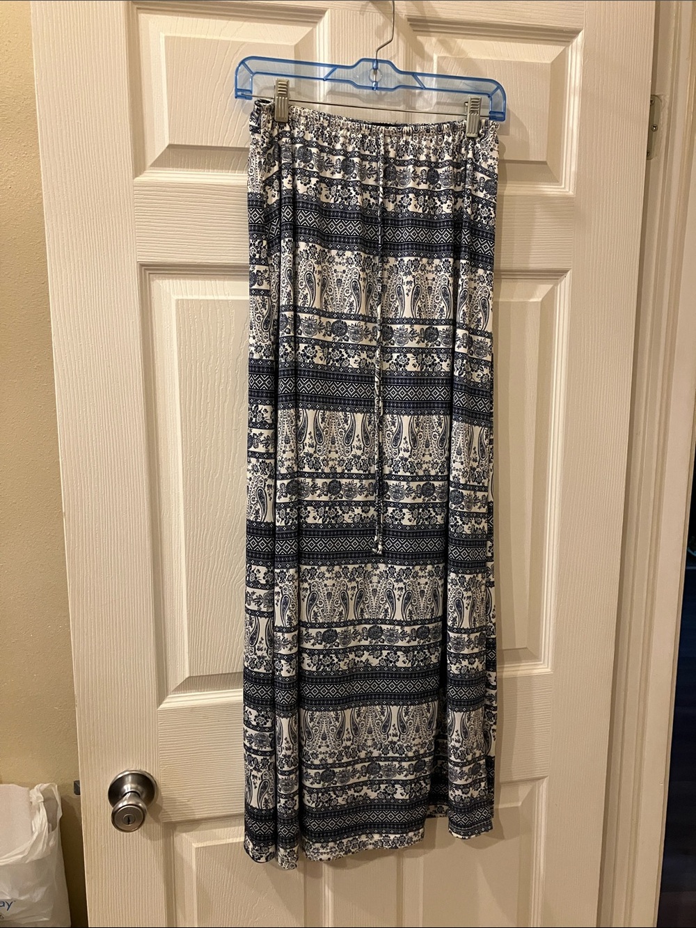 Espresso Navy and White Printed Maxi Skirt